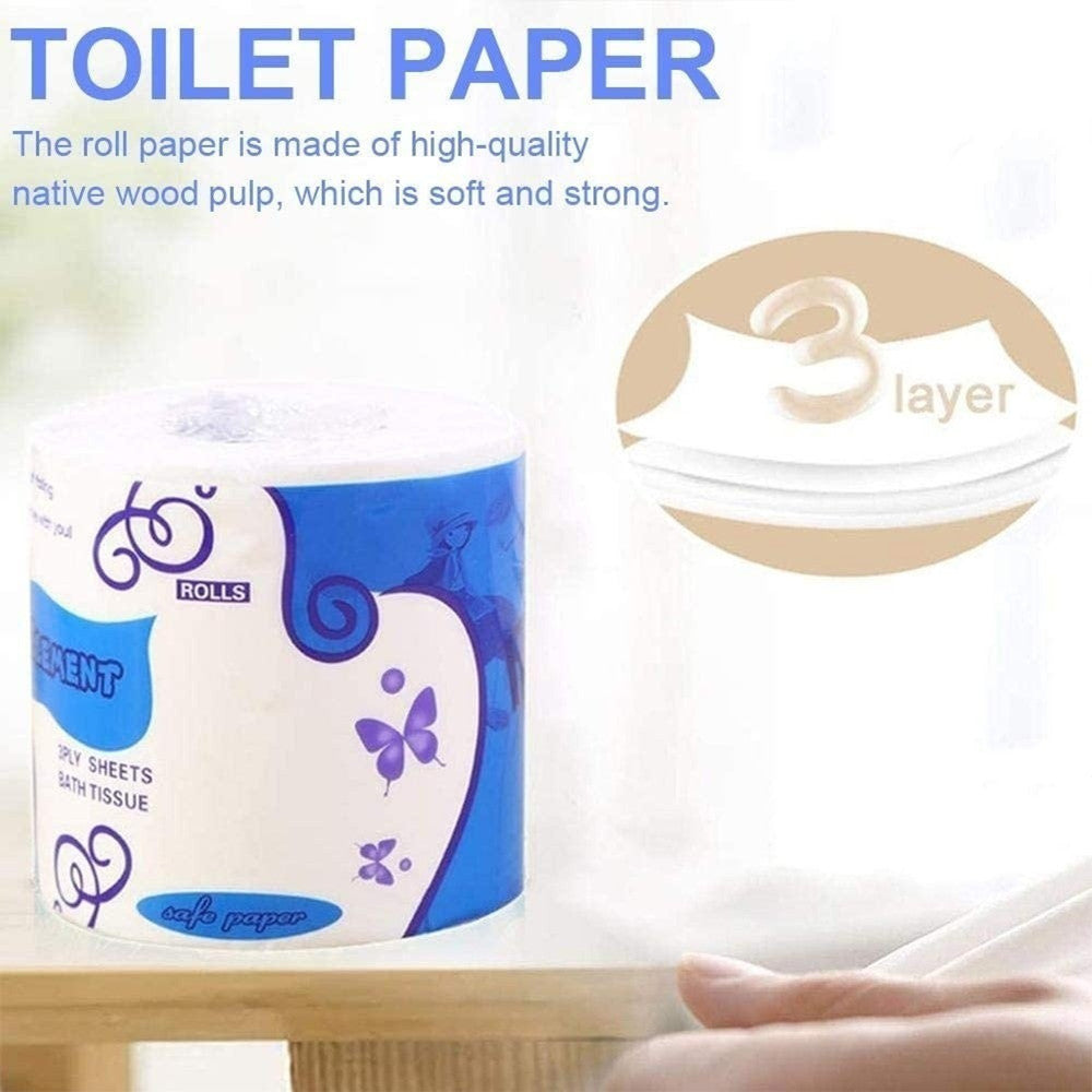 3-Ply Soft Toilet Paper Rolls | Wood Pulp, Unscented — 8 Pack