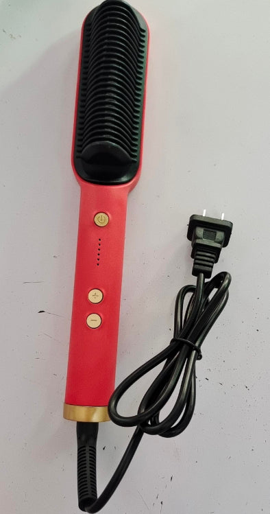 2-in-1 Hair Straightener & Curler Brush | Negative Ion Hot Comb | Anti-Scald Electric Straightening Comb for All Hair Types