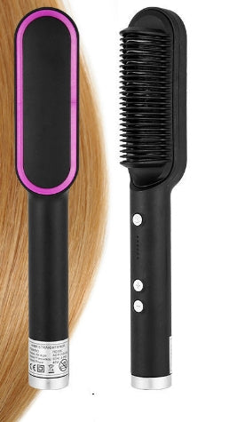 2-in-1 Hair Straightener & Curler Brush | Negative Ion Hot Comb | Anti-Scald Electric Straightening Comb for All Hair Types